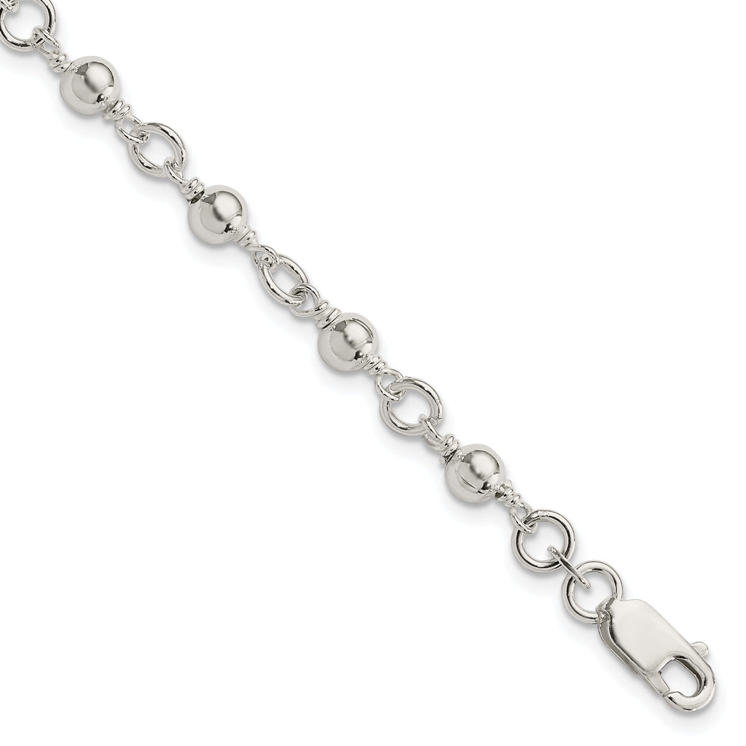 Silver Polished Finish Bead and Ball Bracelet