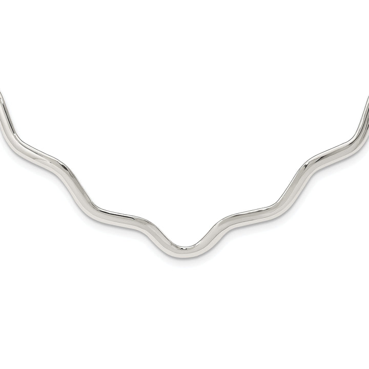 Sterling Silver Wavy V-Shape Neck Collar