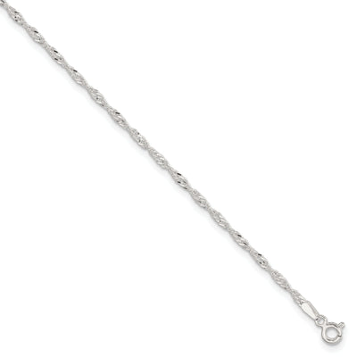 Sterling Silver Singapore Chain Anklet at $ 12.75 only from Jewelryshopping.com