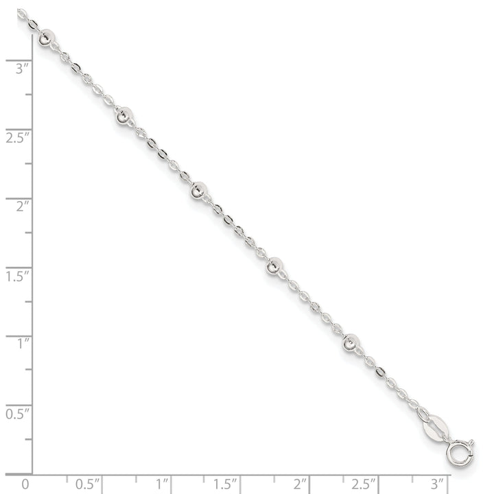 Sterling Silver Beaded Chain Anklet