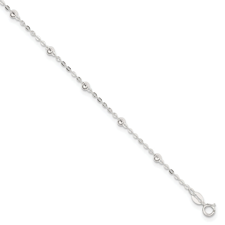 Sterling Silver Beaded Chain Anklet