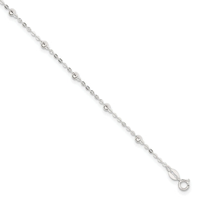 Sterling Silver Beaded Chain Anklet at $ 12.87 only from Jewelryshopping.com