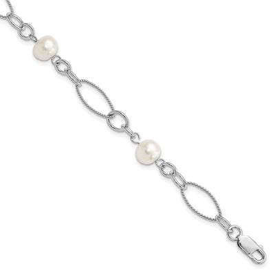 Silver Polish Finish Fresh Water Pearl Bracelet at $ 91.48 only from Jewelryshopping.com