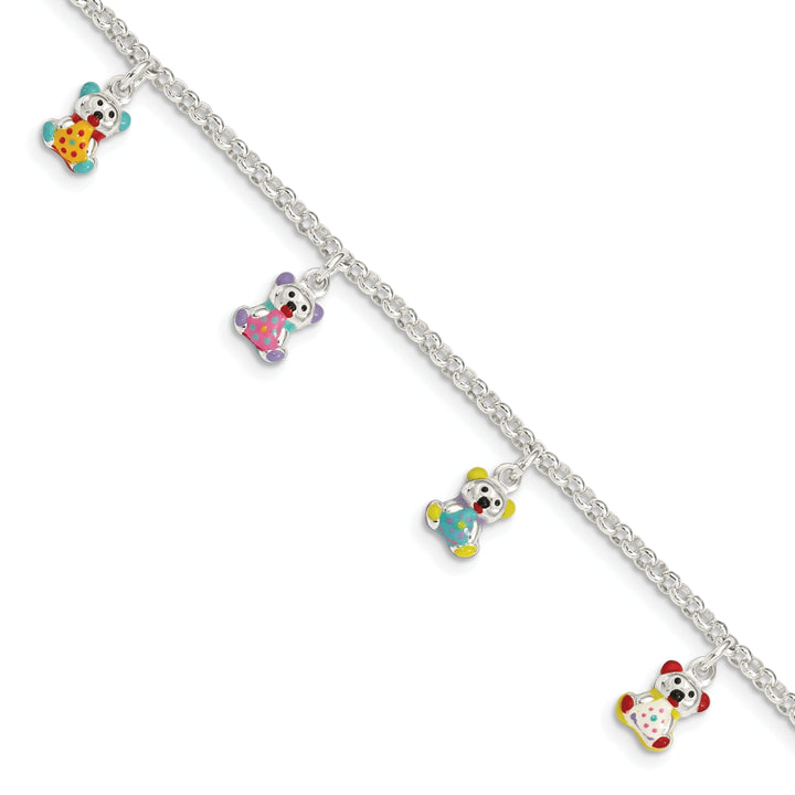 Silver Polish Enamel Bear Child Charm Bracelet