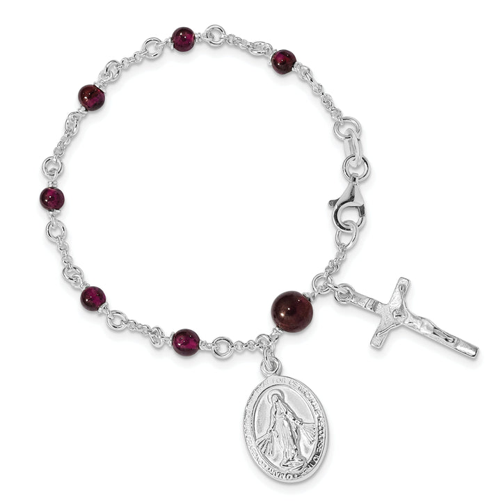 Silver Polished Finish Children Rosary Bracelet