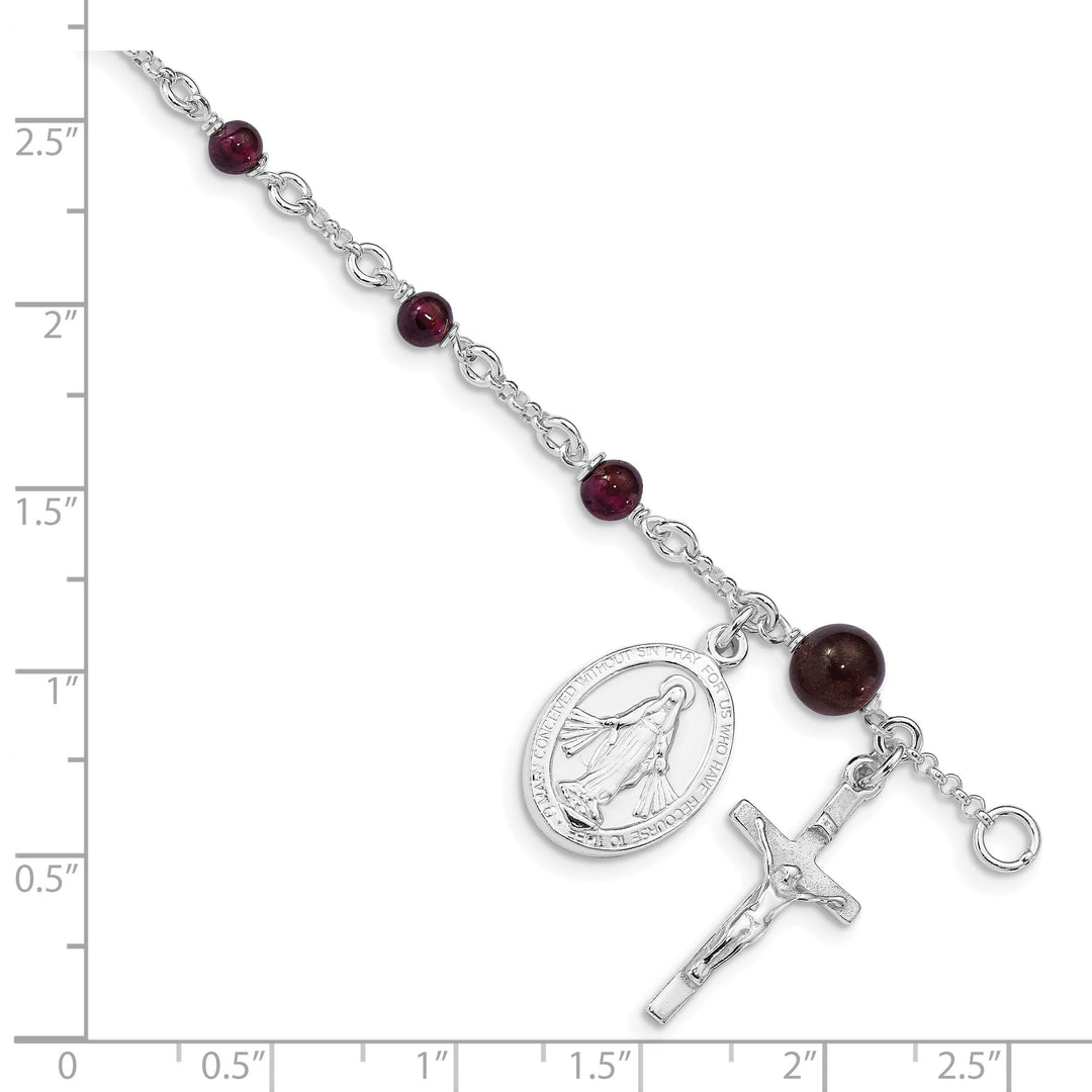 Silver Polished Finish Children Rosary Bracelet