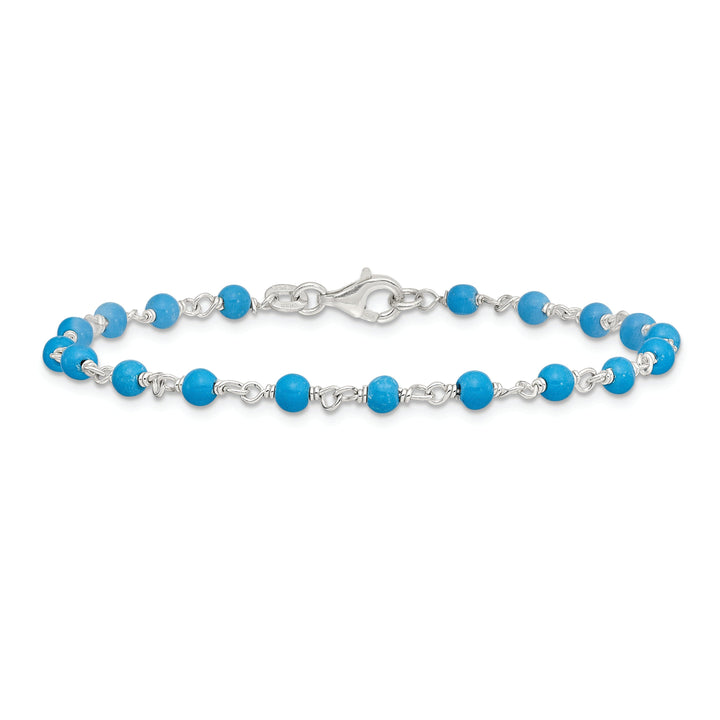 Silver Polished Finish Blue Stone Bracelet