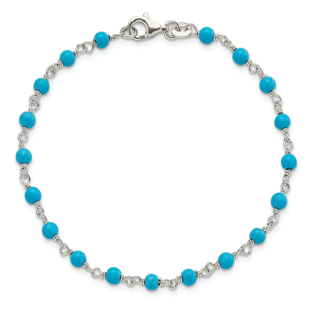 Silver Polished Finish Blue Stone Bracelet