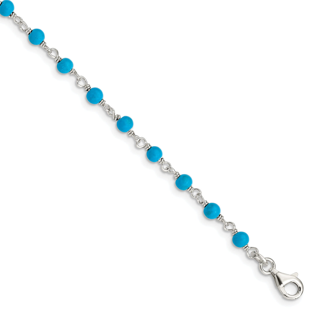 Silver Polished Finish Blue Stone Bracelet