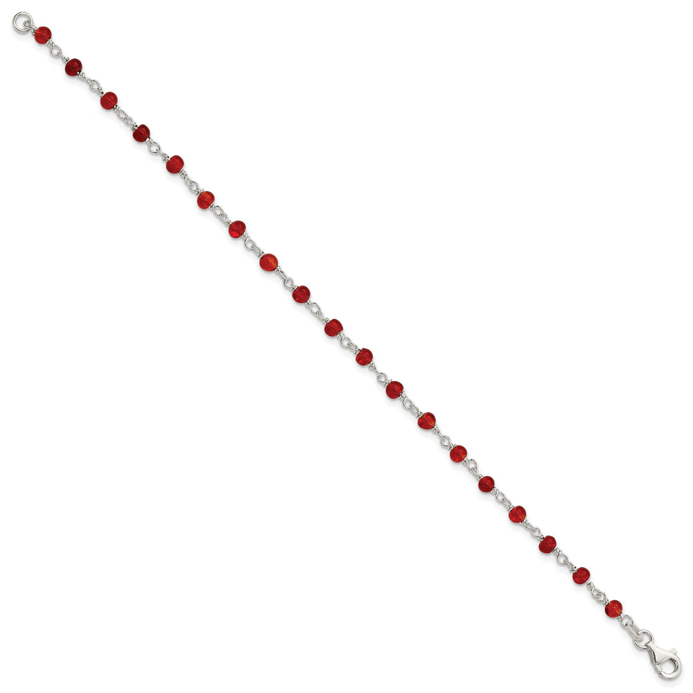 Silver Dark Red CZ Bracelet Fancy Lobster Clasp