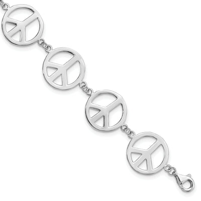 Sterling Silver 7.25 in Peace Symbol Bracelet at $ 66.15 only from Jewelryshopping.com