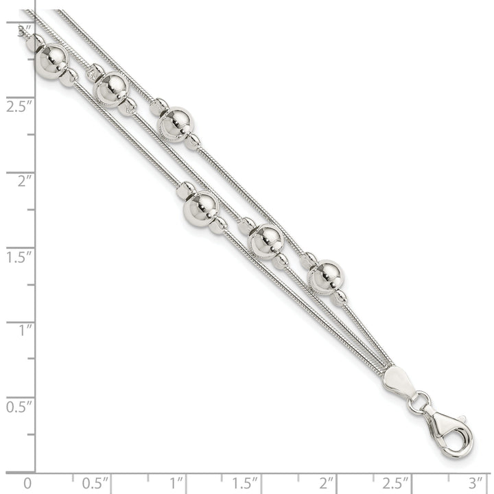 Silver Polish Finish Bead Snake Chain Bracelet