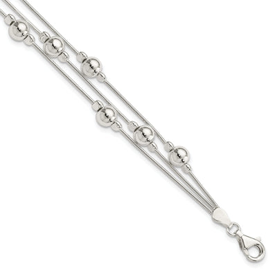 Silver Polish Finish Bead Snake Chain Bracelet at $ 62.45 only from Jewelryshopping.com
