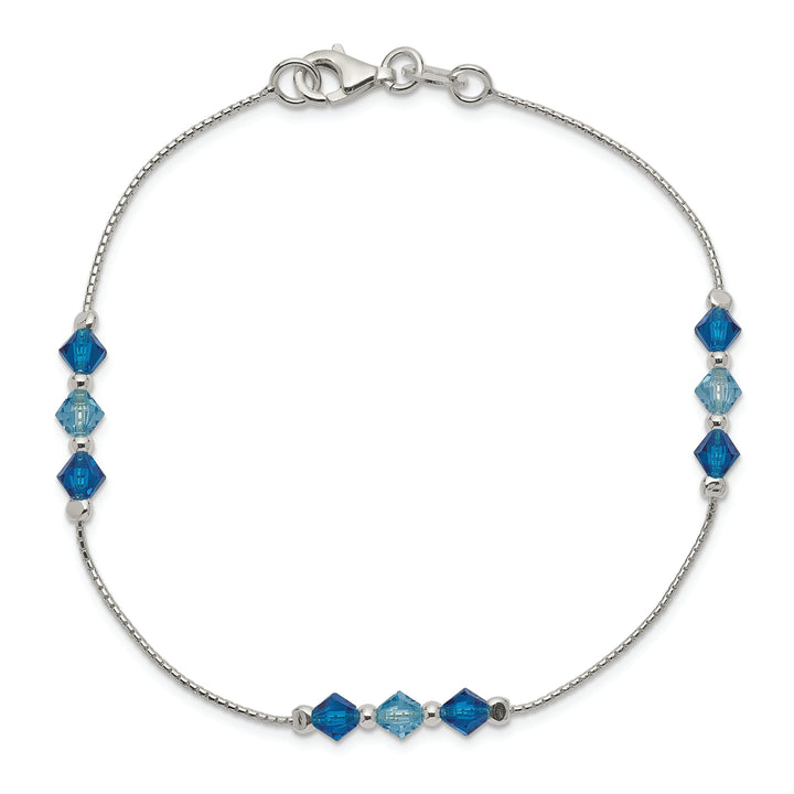 Silver Aquamarine Capri Blue Glass Bead Bracelet