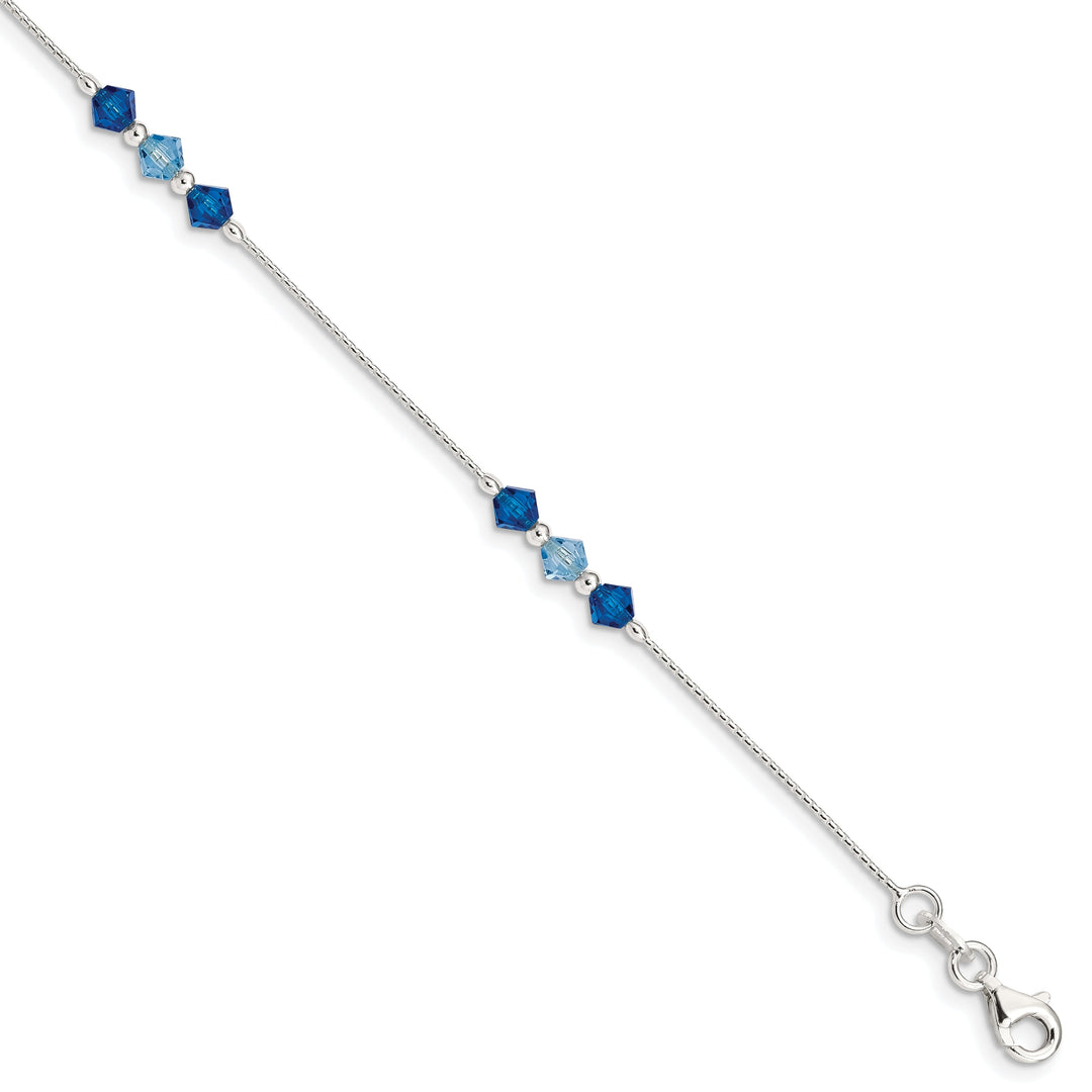 Silver Aquamarine Capri Blue Glass Bead Bracelet