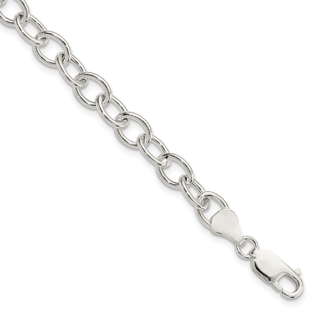 Silver Polished Finish Hollow Cable Bracelet