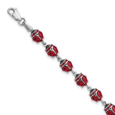 Sterling Silver Enameled Lady Bug Bracelet at $ 121.99 only from Jewelryshopping.com