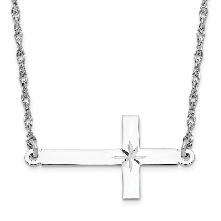 Sterling Silver Large Sideways Cross Necklace