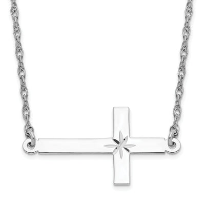 Sterling Silver Large Sideways Cross Necklace at $ 33.54 only from Jewelryshopping.com