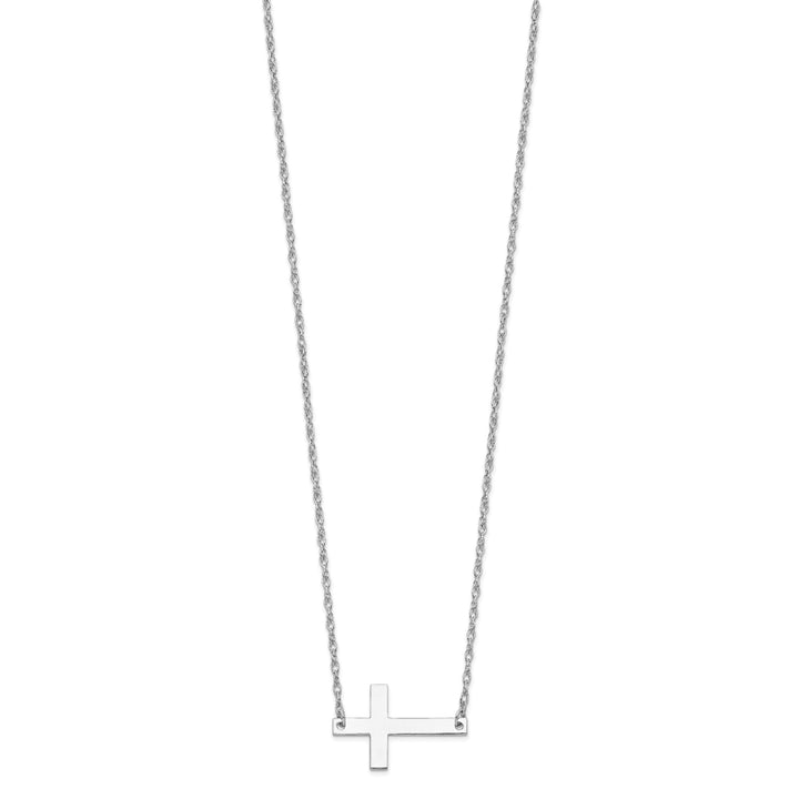 Sterling Silver Large Sideways Cross Necklace