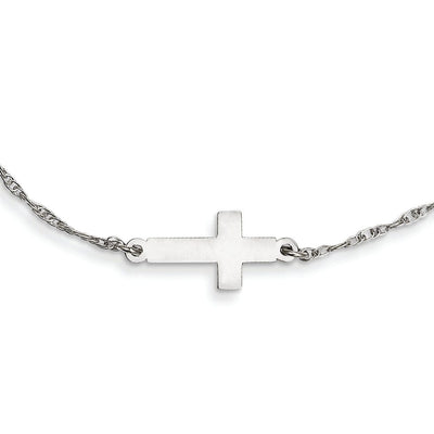 Sterling Silver Small Sideways Cross Necklace