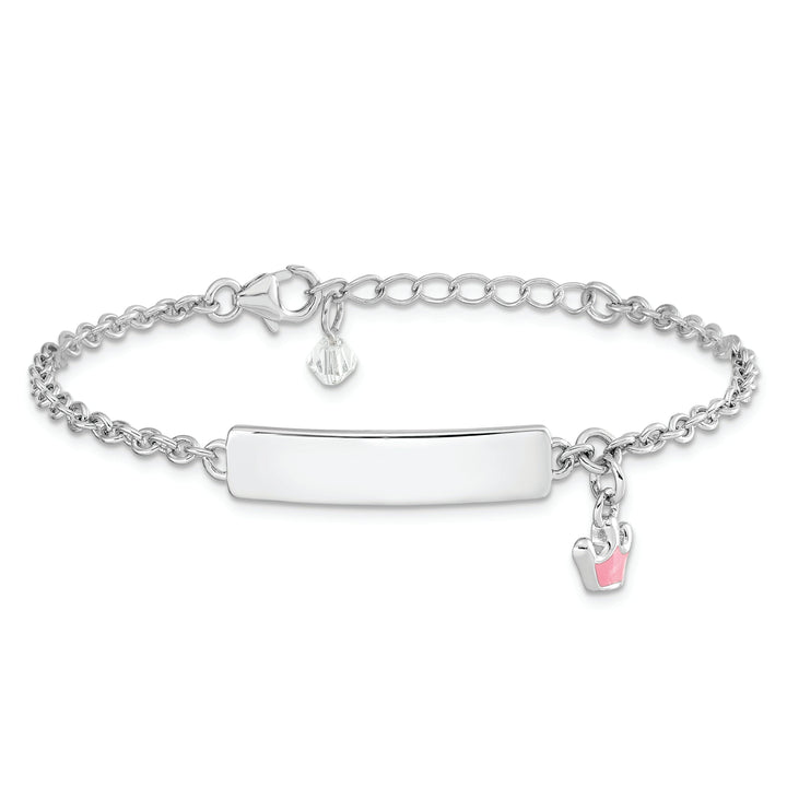 Silver Polished Finish Enameled Crown Bracelet