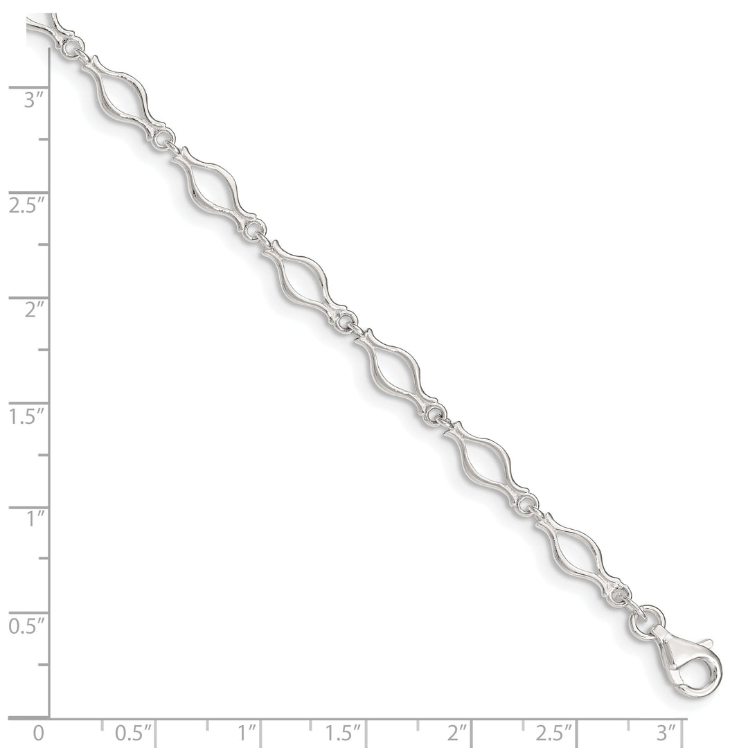 Sterling Silver 9inch Solid Fancy Link Anklet