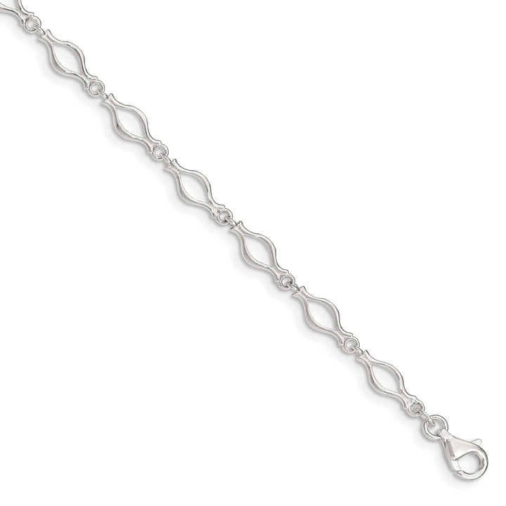 Sterling Silver 9inch Solid Fancy Link Anklet