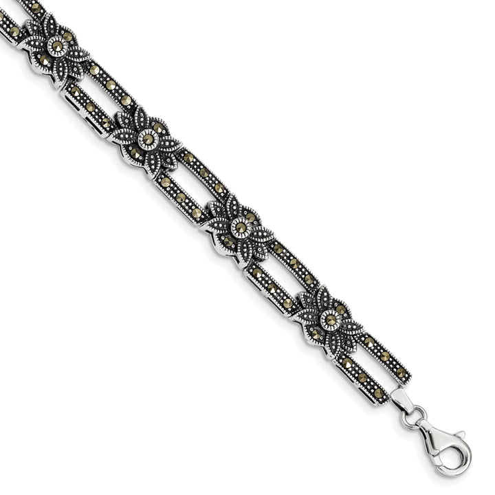 Silver Antique Finish Marcasite Bracelet