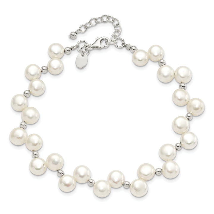 Silver Fresh Water Button Pearl Bracelet