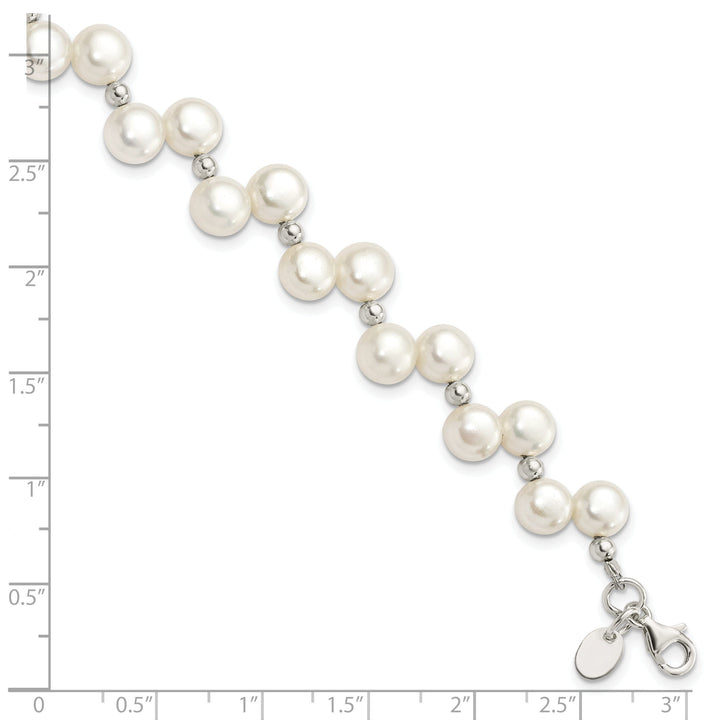 Silver Fresh Water Button Pearl Bracelet