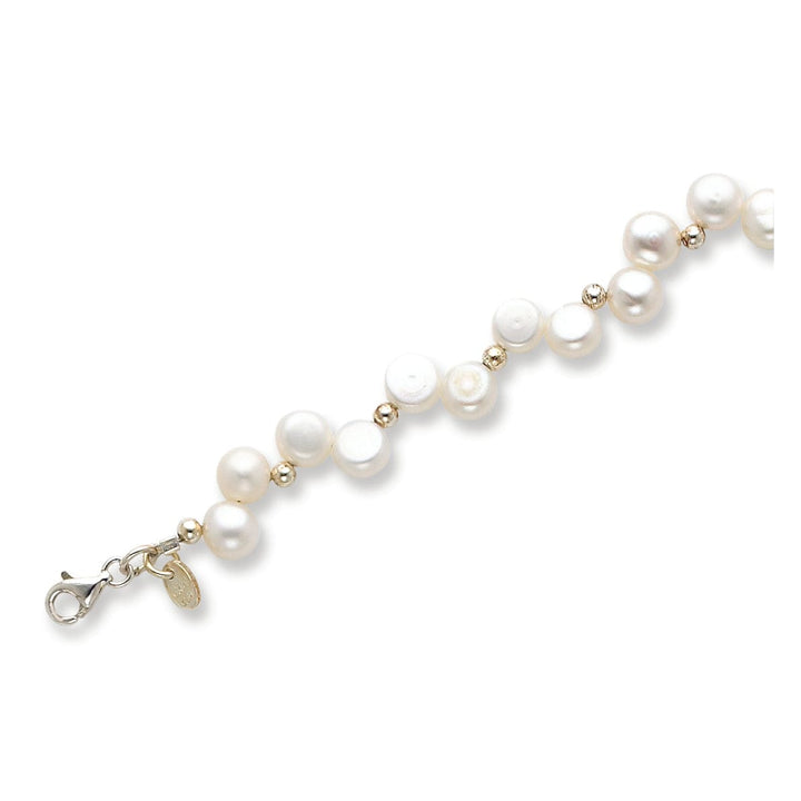 Silver Fresh Water Button Pearl Bracelet