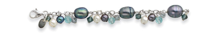 Silver Crystal Fresh Water Pearl Bracelet