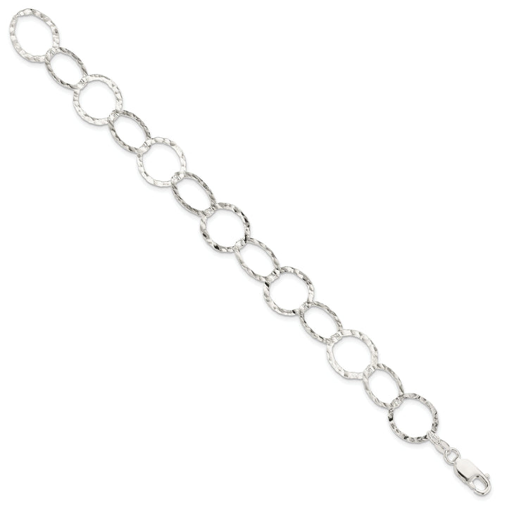 Silver Polished Finish Fancy Hammered Bracelet