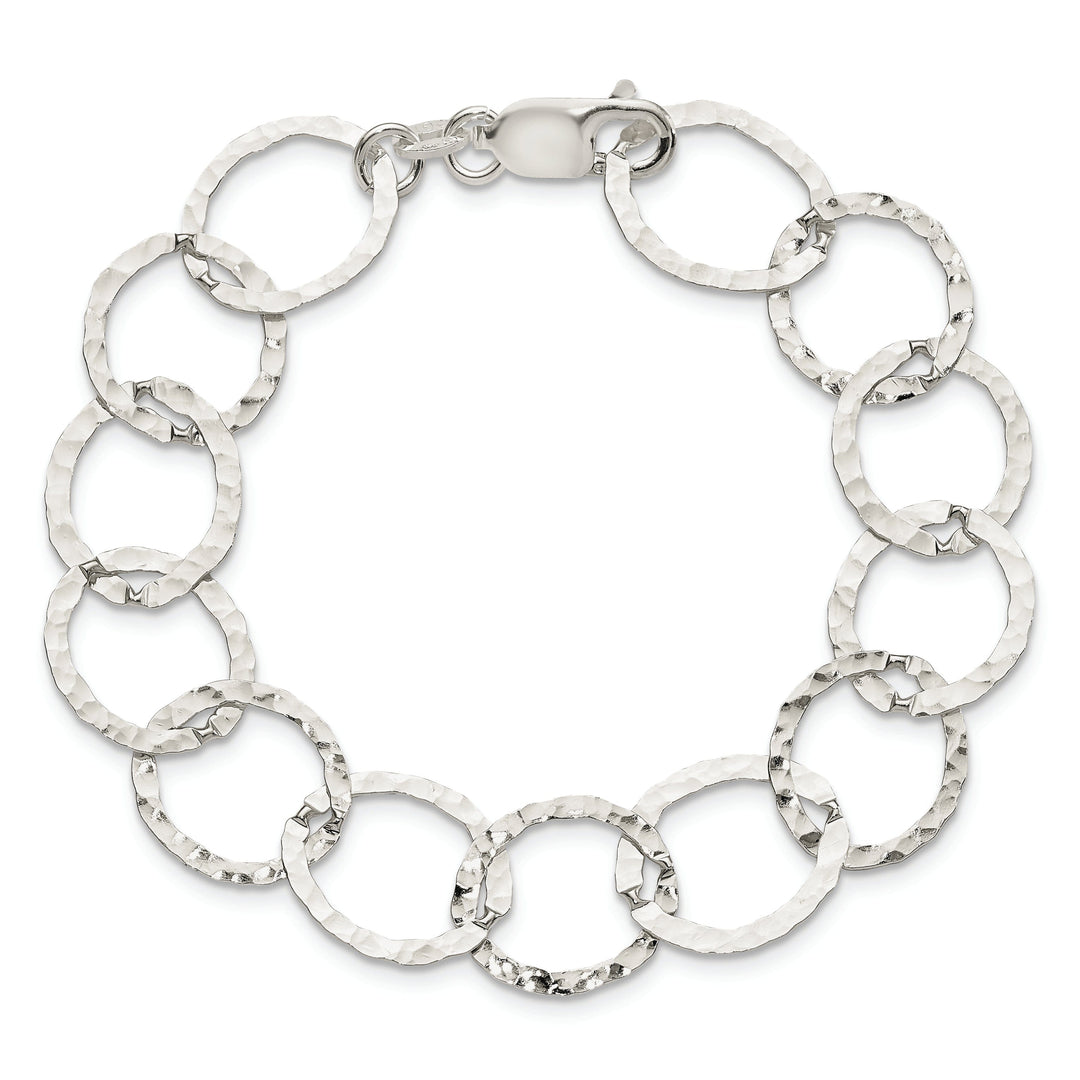 Silver Polished Finish Fancy Hammered Bracelet