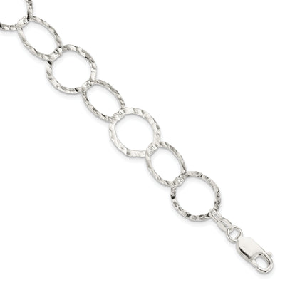 Silver Polished Finish Fancy Hammered Bracelet at $ 23.65 only from Jewelryshopping.com