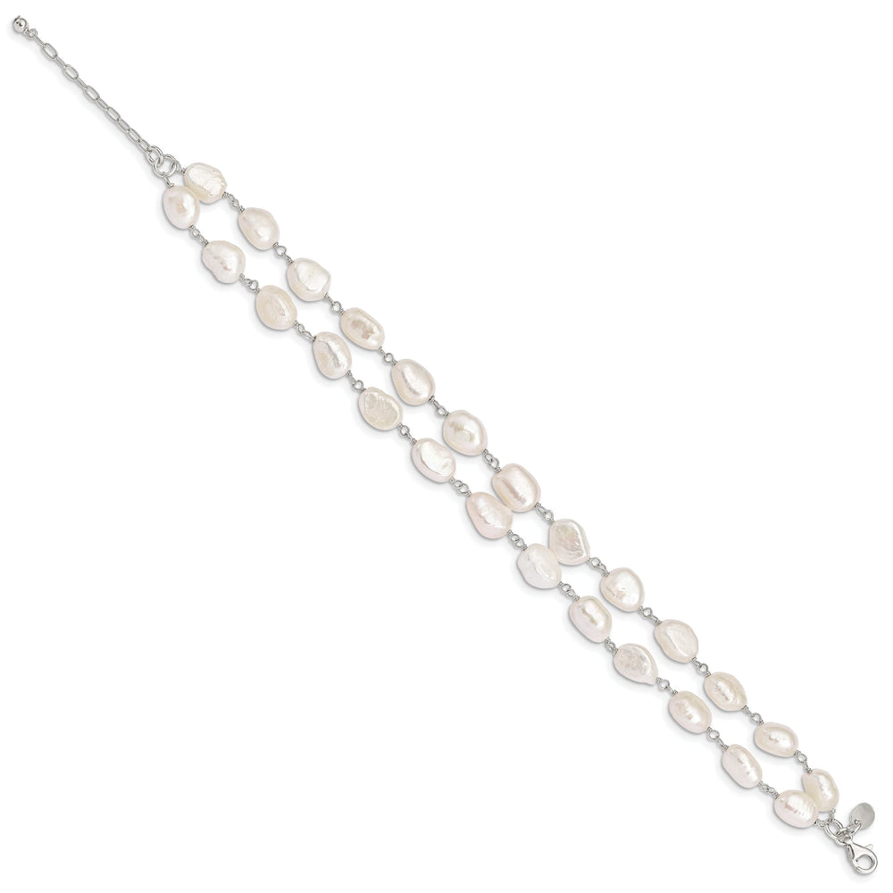 Silver 2-Strand Fresh Water Pearl Bracelet