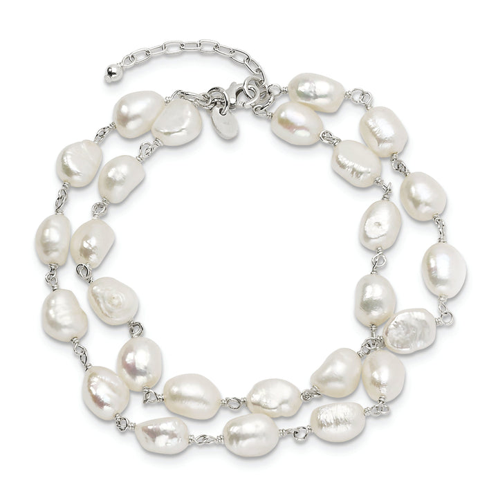 Silver 2-Strand Fresh Water Pearl Bracelet