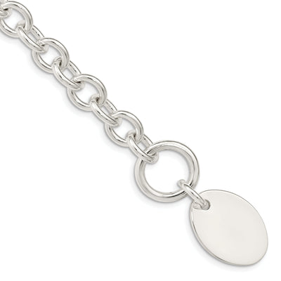 Sterling Silver Oval Disc on Fancy Link Bracelet at $ 193.41 only from Jewelryshopping.com