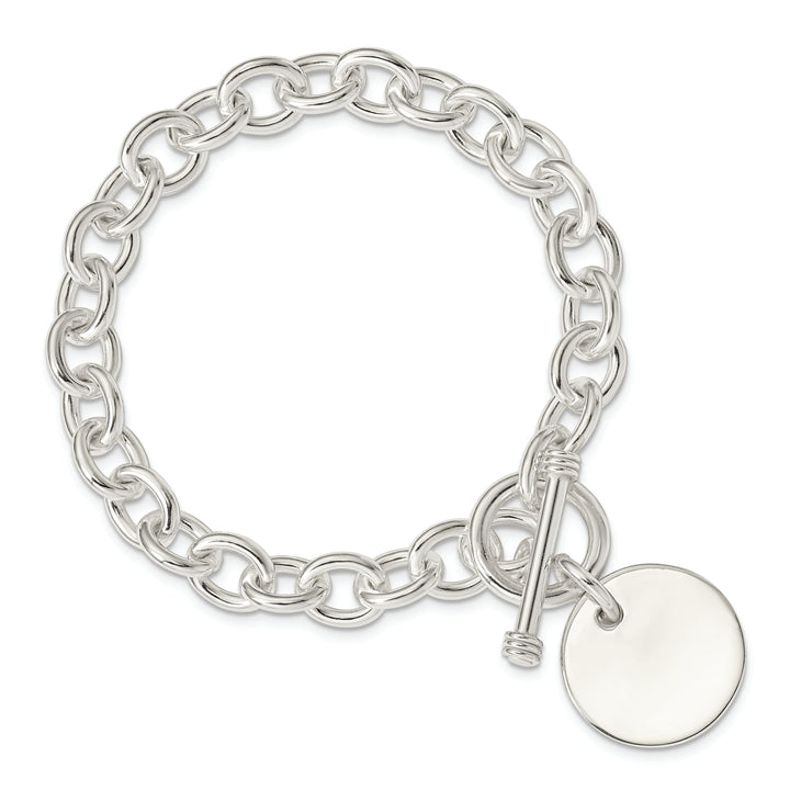 SS Circular Disc on Fancy Link Bracelet