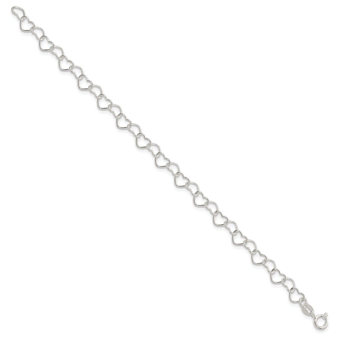 Sterling Silver Fancy Heart Link Bracelet