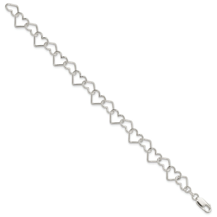 Sterling Silver Fancy Large Heart Link Bracelet