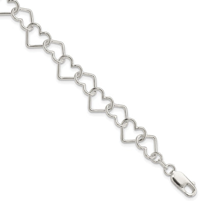 Sterling Silver Fancy Large Heart Link Bracelet at $ 35.94 only from Jewelryshopping.com