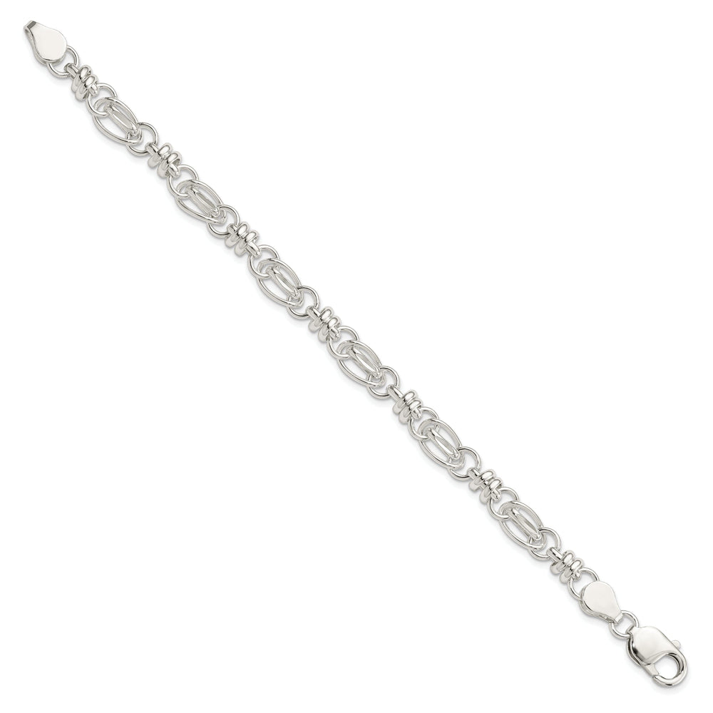 Sterling Silver Diamond Cut Fancy Link Bracelet