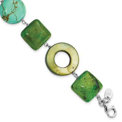 Silver Chrysocolla Dyed Howlite Pearl Bracelet at $ 14.7 only from Jewelryshopping.com