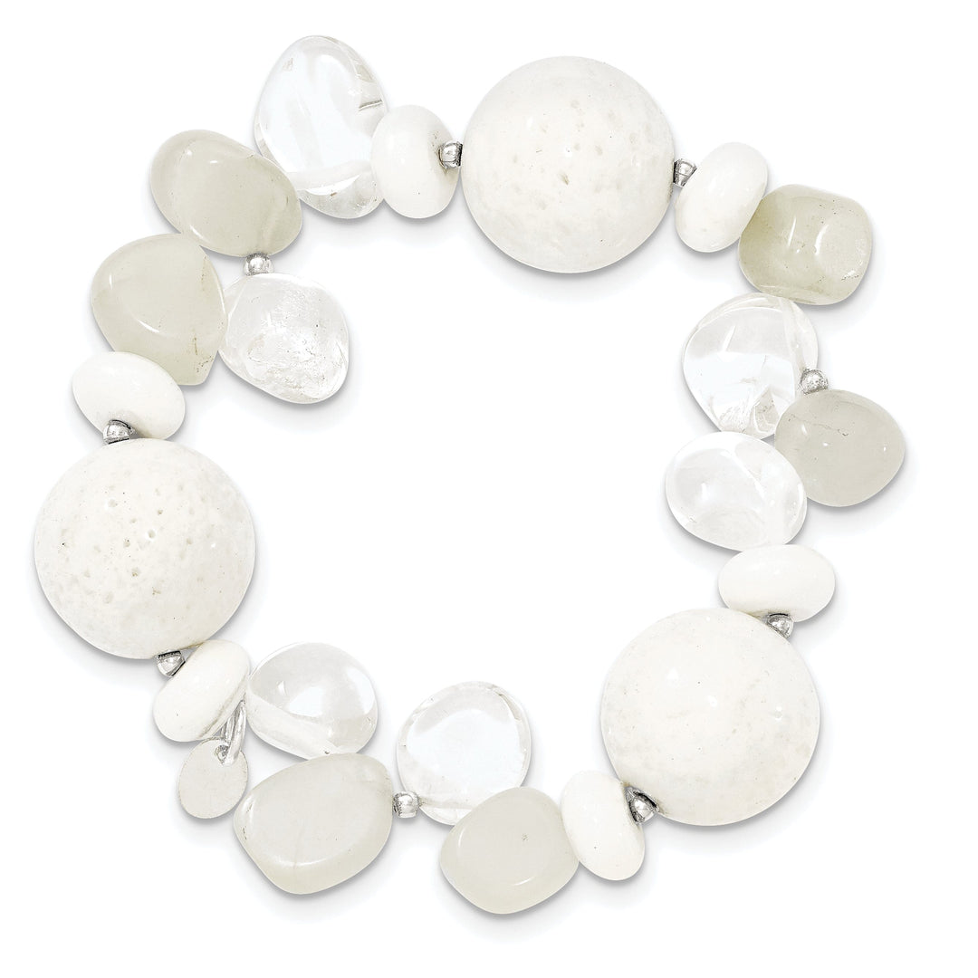 Coral Jade Moonstone Quartz Stretch Bracelet