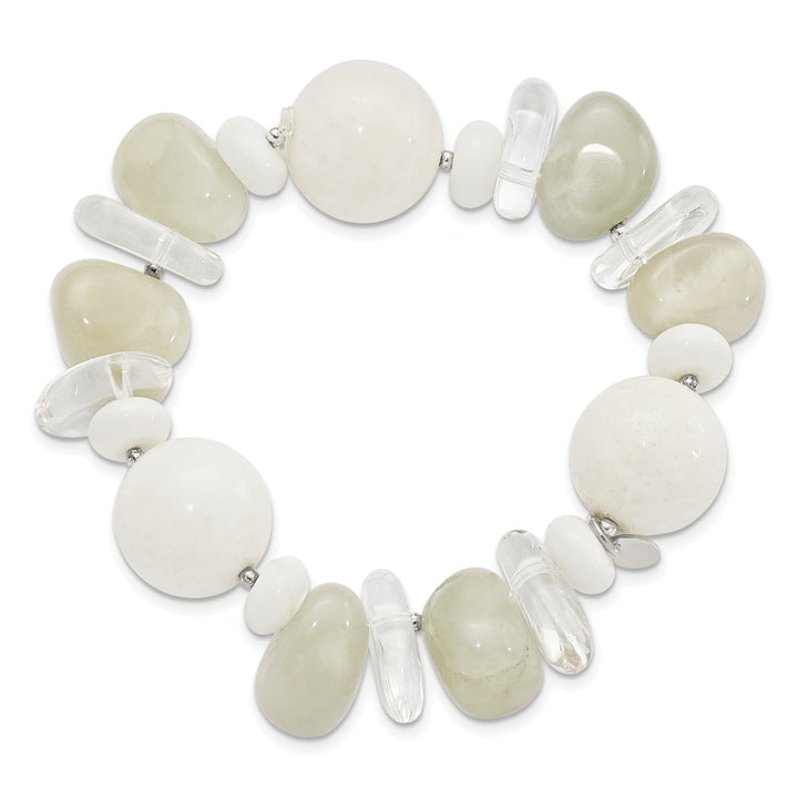 Coral Jade Moonstone Quartz Stretch Bracelet