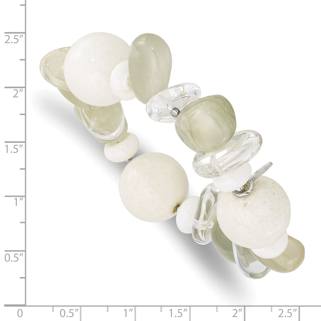 Coral Jade Moonstone Quartz Stretch Bracelet