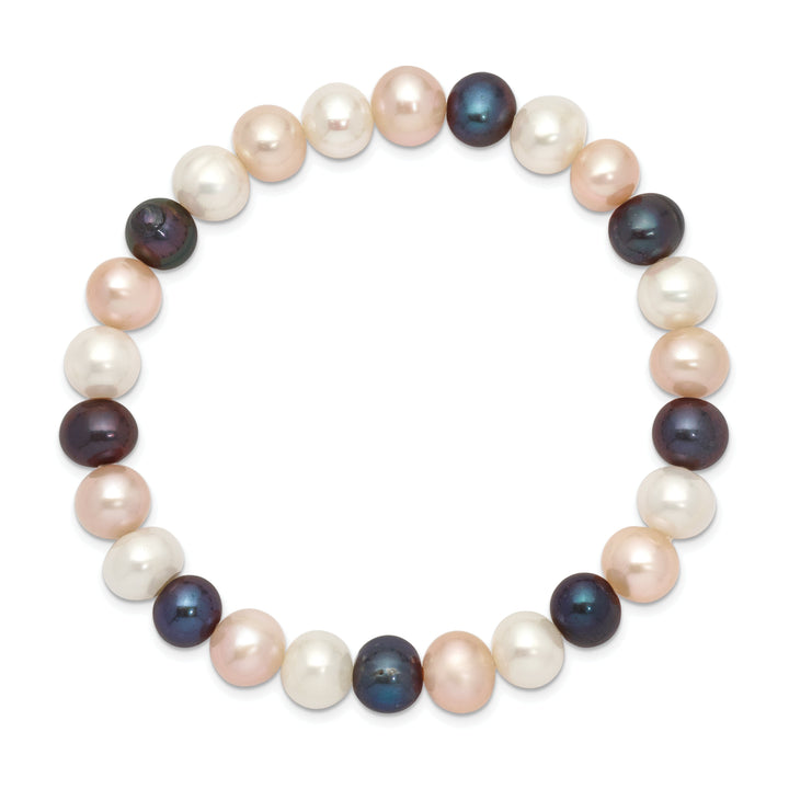 Fresh Water White Peach Black Pearl Bracelet