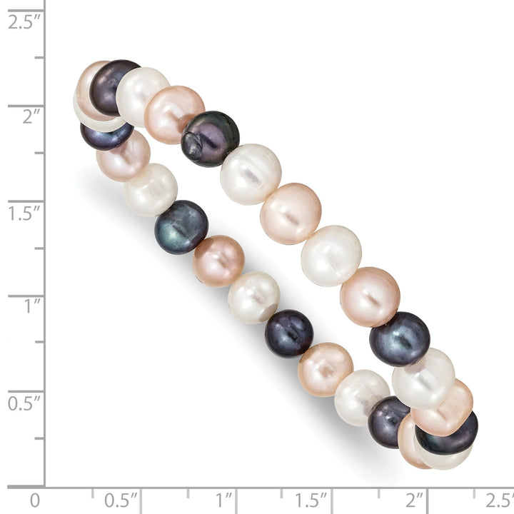 Fresh Water White Peach Black Pearl Bracelet